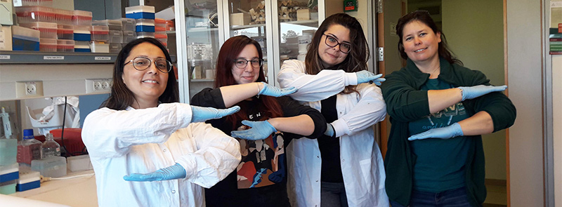 Students in HU's Robert Smith Faculty of Agriculture, Food and Environment striking the Each for Equal pose as part of the 2020 year-long campaign of International Women’s Day.