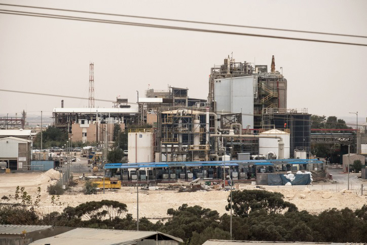 Pollution seen from an unrecognized Bedouin village close to the Ramat Hovav industrial zone in southern Israel, December 28, 2017.