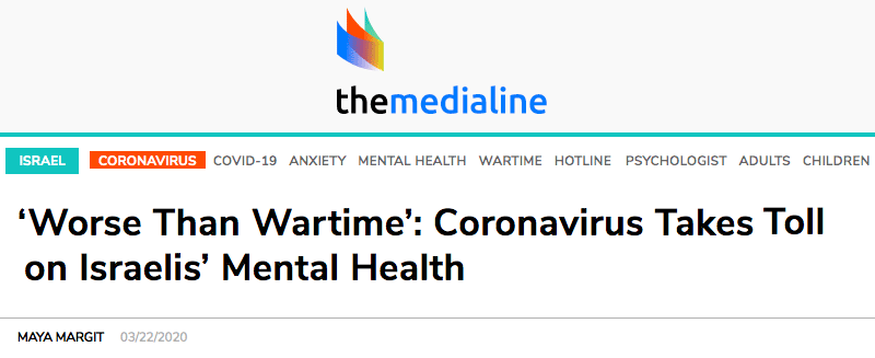 themedialine header - ‘Worse Than Wartime’: Coronavirus Takes Toll on Israelis’ Mental Health