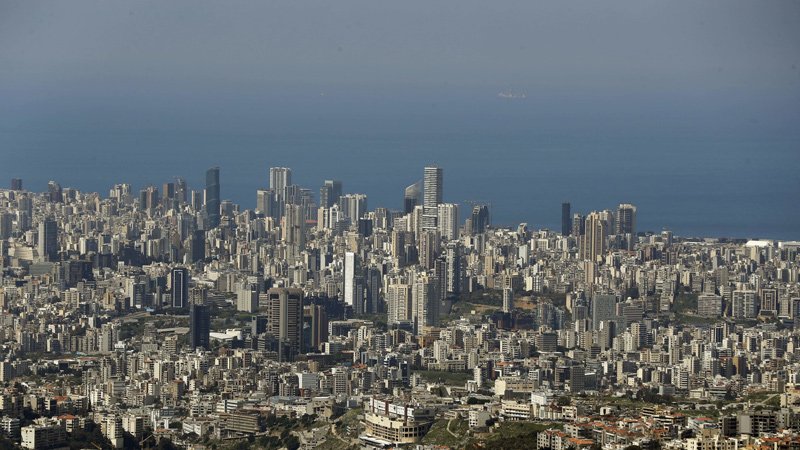 Beirut, Lebanon with a clear skyline, March 21, 2020, as most people stay home following measures taken by the government to control the spread of COVID-19. Beirut is known for its heavy air pollution caused by frequent traffic jams and other factors.