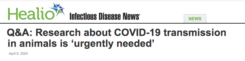 Healio header - Q&A: Research about COVID-19 transmission in animals is ‘urgently needed’