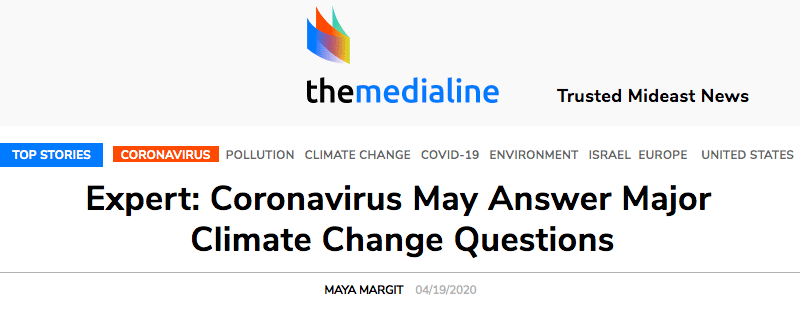 themedialine header - Expert: Coronavirus May Answer Major Climate Change Questions