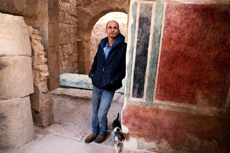 Roi Porat, an archaeologist at the Hebrew University of Jerusalem and head of the Herodium excavation, at the arches corridor at the Herodium palace built by Herod the Great in 23-15 BCE in the Judaean desert, southeast of Bethlehem in the West Bank, on December 7, 2020.