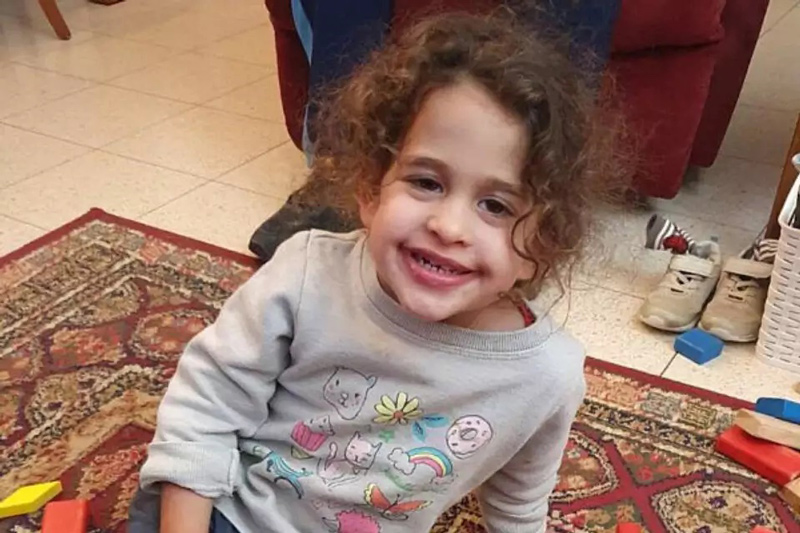 Avigail Idan, 4, who was released from Hamas captivity in Gaza on November 26, 2023, having been taken hostage on October 7. Both her parents were murdered by the terrorists.