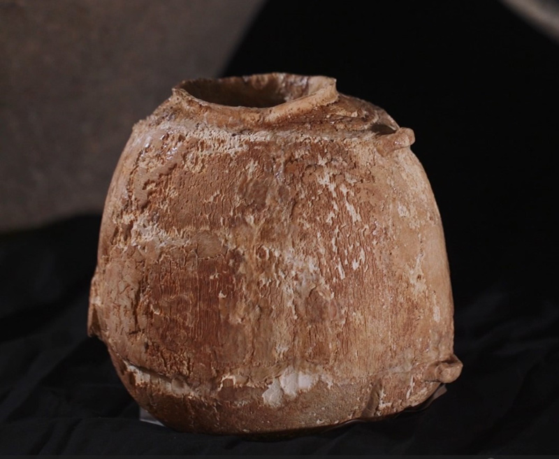 Ancient, 6,000-year-old ivory vessel discovered near Beersheba and subsequently restored by experts.