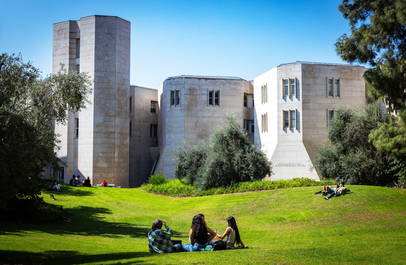 Students seen at the campus of ''Mount Scopus'' at Hebrew University on the first day of the opening of the university year on October 23, 2022.