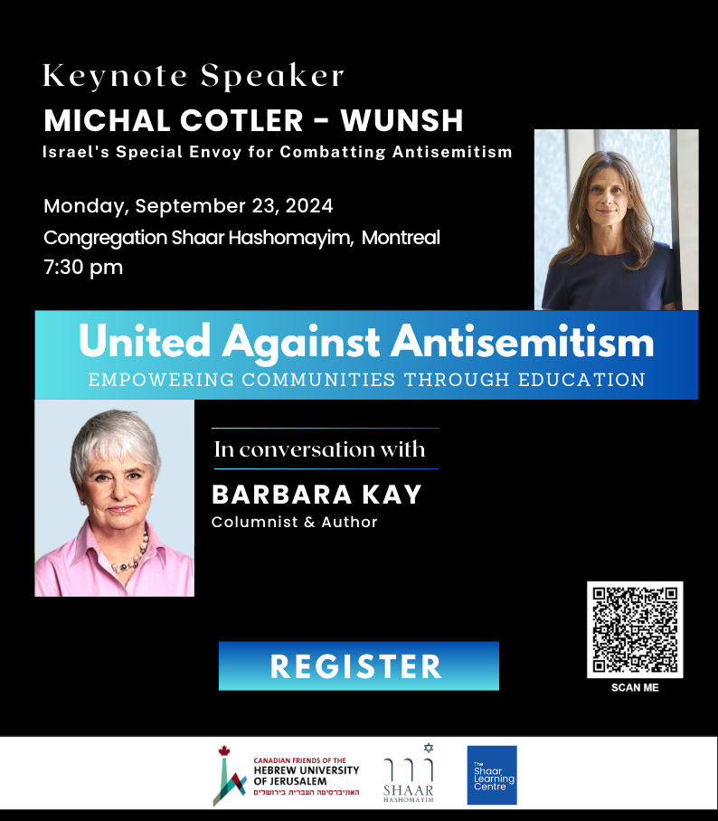 Michal Cotler-Wunsh - MONTREAL - United Against Antisemitism: Empowering Communities Through Education