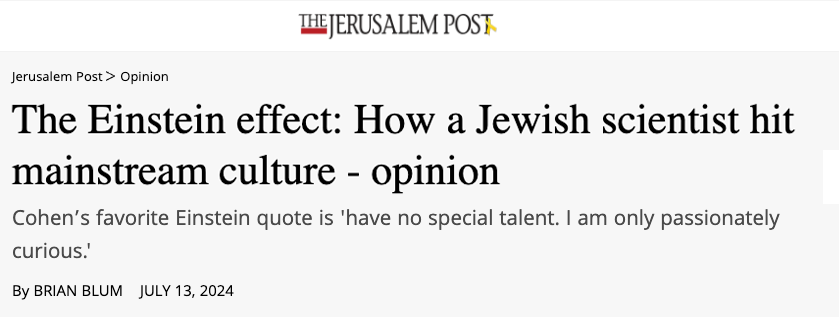 Jeruasalem Post header - The Einstein effect: How a Jewish scientist hit mainstream culture